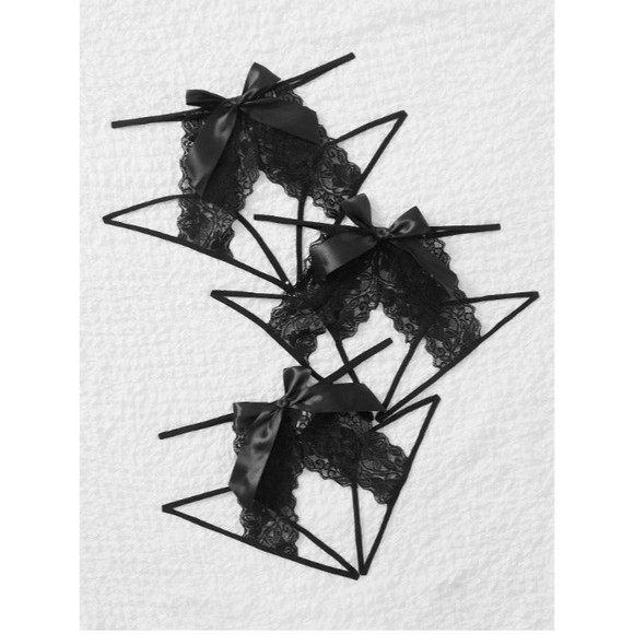 16 Plus 3 pack Floral Lace Bow Front Crotchless Panty - Picture 5 of 5